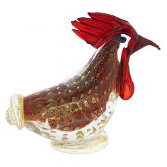 Murano Glass Bullicante Rooster - Red