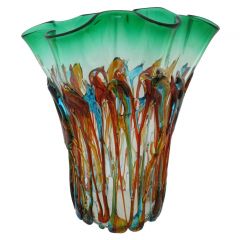 Murano Glass Oceanos Abstract Art Vase - Green