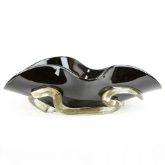 Murano Glass Centerpiece Bowl - Black and Gold