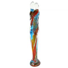Murano Glass Large Lovers Statue - Red Green Blue