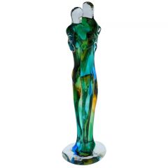 Murano Glass Large Lovers Statue - Aqua Blue