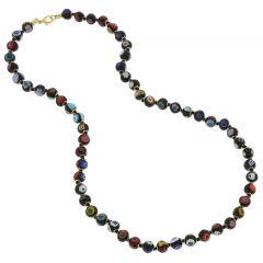 Murano Mosaic Long Necklace - Black