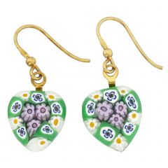 Millefiori Heart Earrings - Gold