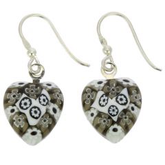 Millefiori Heart Earrings- Silver