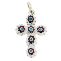 Millefiori Glass Cross Pendant #2