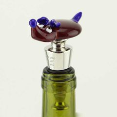 Murano Glass Dog Bottle Stopper - Red