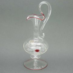 Cristallo and Red Murano Glass Carafe Decanter