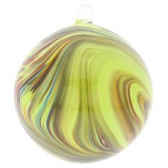 Murano Glass Chalcedony Christmas Ornament - Green Swirl
