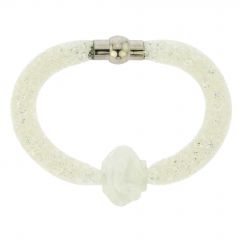 Murano Rose Flower Bracelet - White
