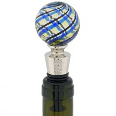 Murano Glass Bottle Stopper - Elegant Stripes