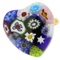 Murano Millefiori Heart Ring - Multicolor