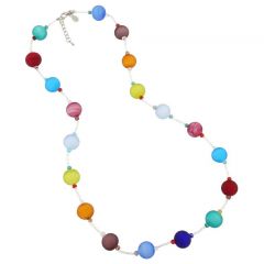 Lucrezia Murano Glass Necklace - Matte Multicolor Beads