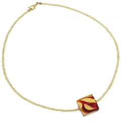 Royal Red Square Necklace - 1 Bead