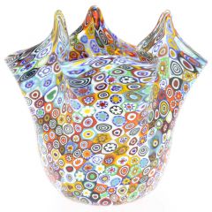 Murano Glass Millefiori Fazzoletto Bowl - Multicolor