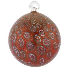 Murano Glass Christmas Ornament - Red Millefiori
