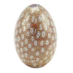 Millefiori Murano Glass Egg - Golden Red