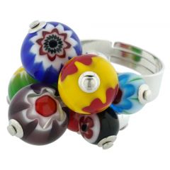 Sorgente Millefiori Murano Glass Ring - Multicolor
