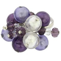 Sorgente Murano Glass Ring - Purple