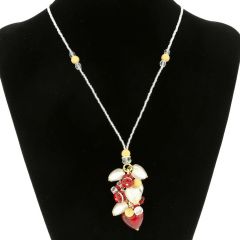 Donatella Murano Glass Heart Charms Necklace - Red