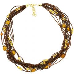 Alessia Murano Glass Necklace - Golden Brown