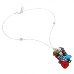 Donatella Murano Glass Heart Charms Necklace - Multicolor