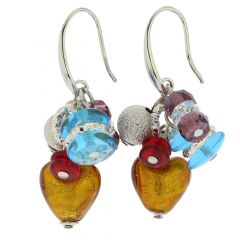 Donatella Murano Glass Heart Charm Earrings - Multicolor