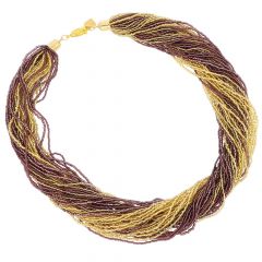 Dogaressa 48 Strand Necklace - Gold and Purple