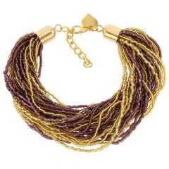Gloriosa 36 Strand Seed Bead Murano Bracelet - Gold and Purple
