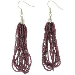 Gloriosa Seed Bead Murano Earrings - Purple