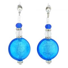 Beatrice Murano Glass Post Earrings - Blue