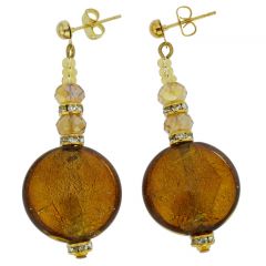Beatrice Murano Glass Post Earrings - Golden Brown
