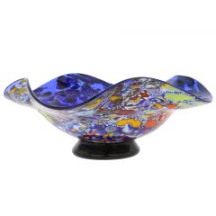 Murano Millefiori Fazzoletto Bowl - Silver Blue