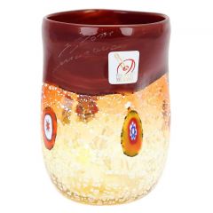 Murano Drinking Glass - Silver Burgundy Mosaic