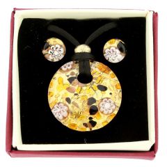 Venetian Reflections Round Necklace and Earrings Set - Topaz Gold