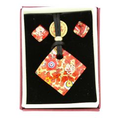 Venetian Reflections Necklace and Earrings Set - Red Gold