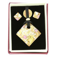 Venetian Reflections Necklace and Earrings Set - Purple Gold