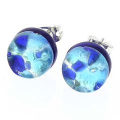 Venetian Reflections Round Stud Earrings - Aqua Blue