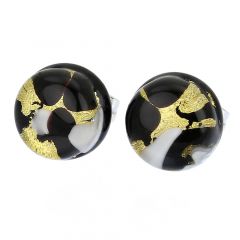 Venetian Reflections Round Stud Earrings - Black Gold