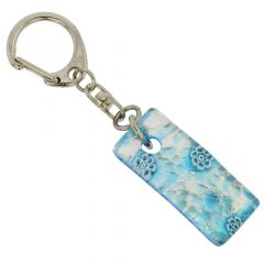 Murano Colors Stick Keychain - Aqua Silver