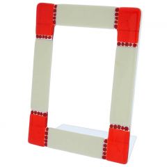 Murano Glass Photo Frame Ducale Red-White 4X6 Inch