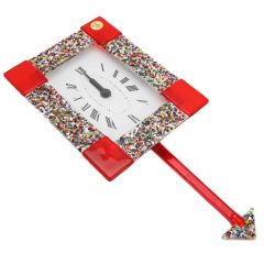 Murano Glass Wall Clock - Klimt Red