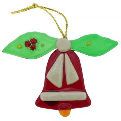 Murano Glass Bell Christmas Ornament - Red