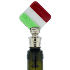 Murano Glass Bottle Stopper - Italian Flag