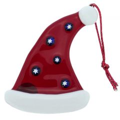 Murano Glass Santa's Hat Christmas Ornament - Red