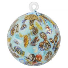 Murano Glass Medium Christmas Ornament - Aqua Festive Lights