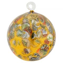 Murano Glass Medium Christmas Ornament - Yellow Festive Lights
