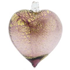 Murano Glass Heart Christmas Ornament - Purple Gold