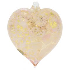Murano Glass Spotted Heart Christmas Ornament - Pink Gold