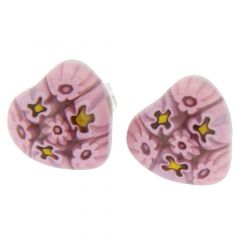 Millefiori Heart Stud Earrings #5