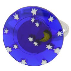 Murano Millefiori "Starry Night" Ring 3/4 Inch